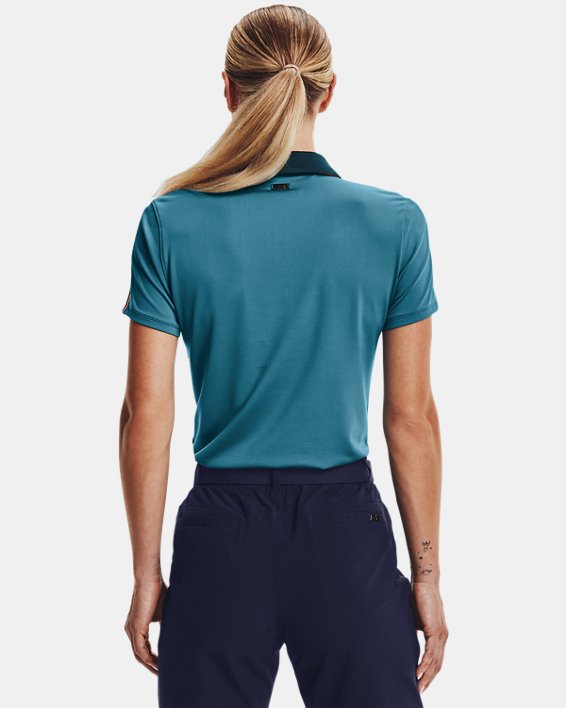Polo avec rayures sur les manches UA Zinger pour femme, Blue, pdpMainDesktop image number 2